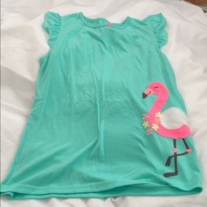 Girls short sleeve shirt with flamingo